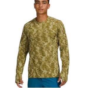 Lululemon Men’s ‘Surge Warm Crew’ Long Sleeve Green Jacquard Top Size Large